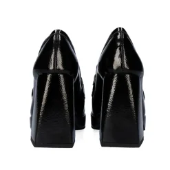 Sapato De Salto Alto Estilo Mocassim W2083-R3136 Cor Estilo Charol Black