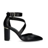 Sapato De Salto Alto Quadrado Leslie-710 Em Preto Snake