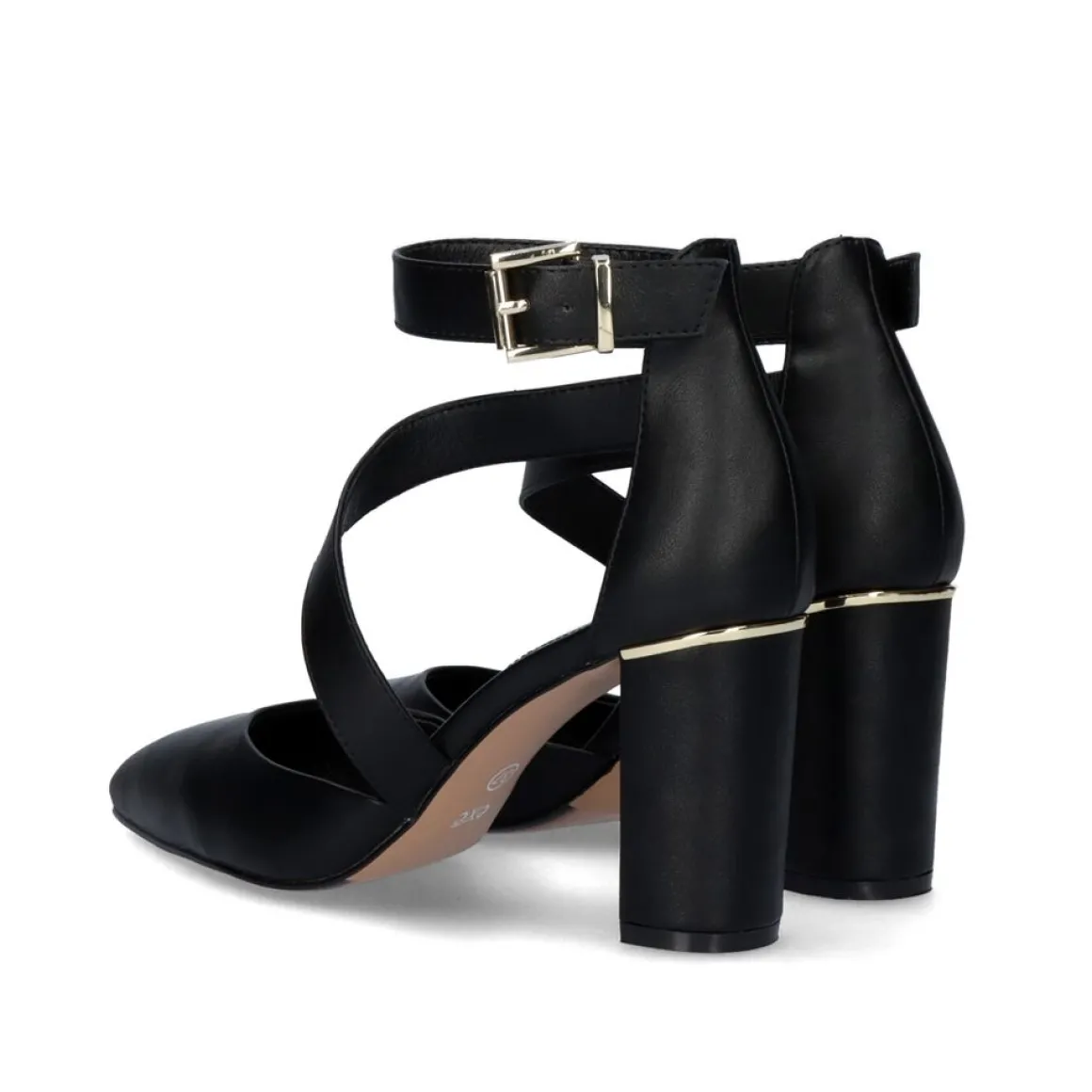 Sapato De Salto Quadrado Leslie-710 Em Preto