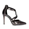 Sapato Tacao Jessica-930 Com Tiras Em Pewter Snake