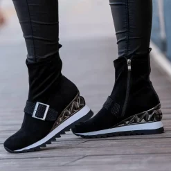 Sneaker Botin Com Cunha Y2327-H258 Em Preto