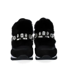 Sneaker Cabelo Com Cunha Y2326-H522 Em Preto