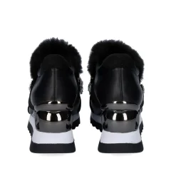 Sneaker Cabelo Com Cunha Y2326-H522 Em Preto