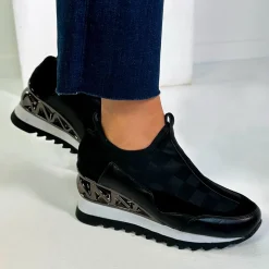 Sneaker Licra Com Cunha Y2326-H278 Em Preto