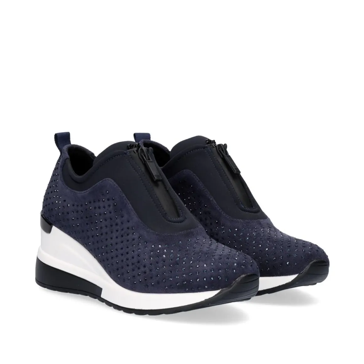 Sneaker Plataforma Azul Ex24 Com Brilhantes