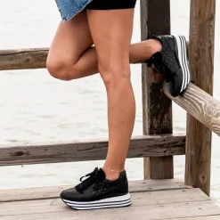 Sneaker Plataforma Ex42 Em Preto