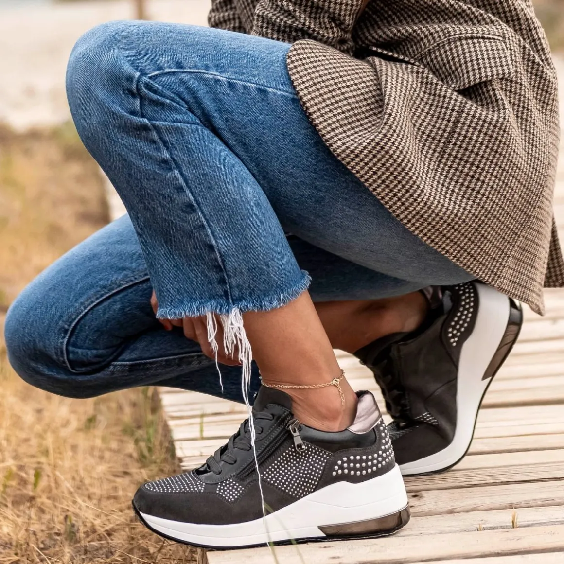 Sneaker Plataforma Ex34 Em Cinza