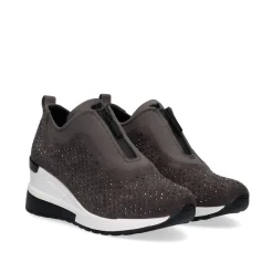 Sneaker Plataforma Ex24 Em Cinza Com Brilhantes
