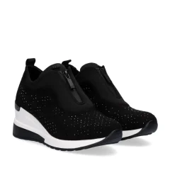 Sneaker Plataforma Ex24 Em Preto Ocn Brilhantes