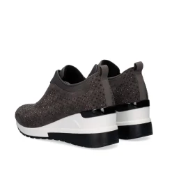 Sneaker Plataforma Ex24 Em Cinza Com Brilhantes