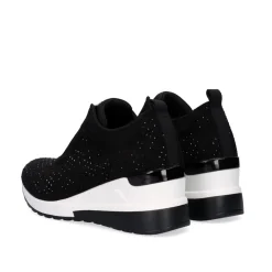 Sneaker Plataforma Ex24 Em Preto Ocn Brilhantes