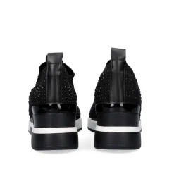Sneaker Plataforma Ex22 Em Preto Com Brilhantes