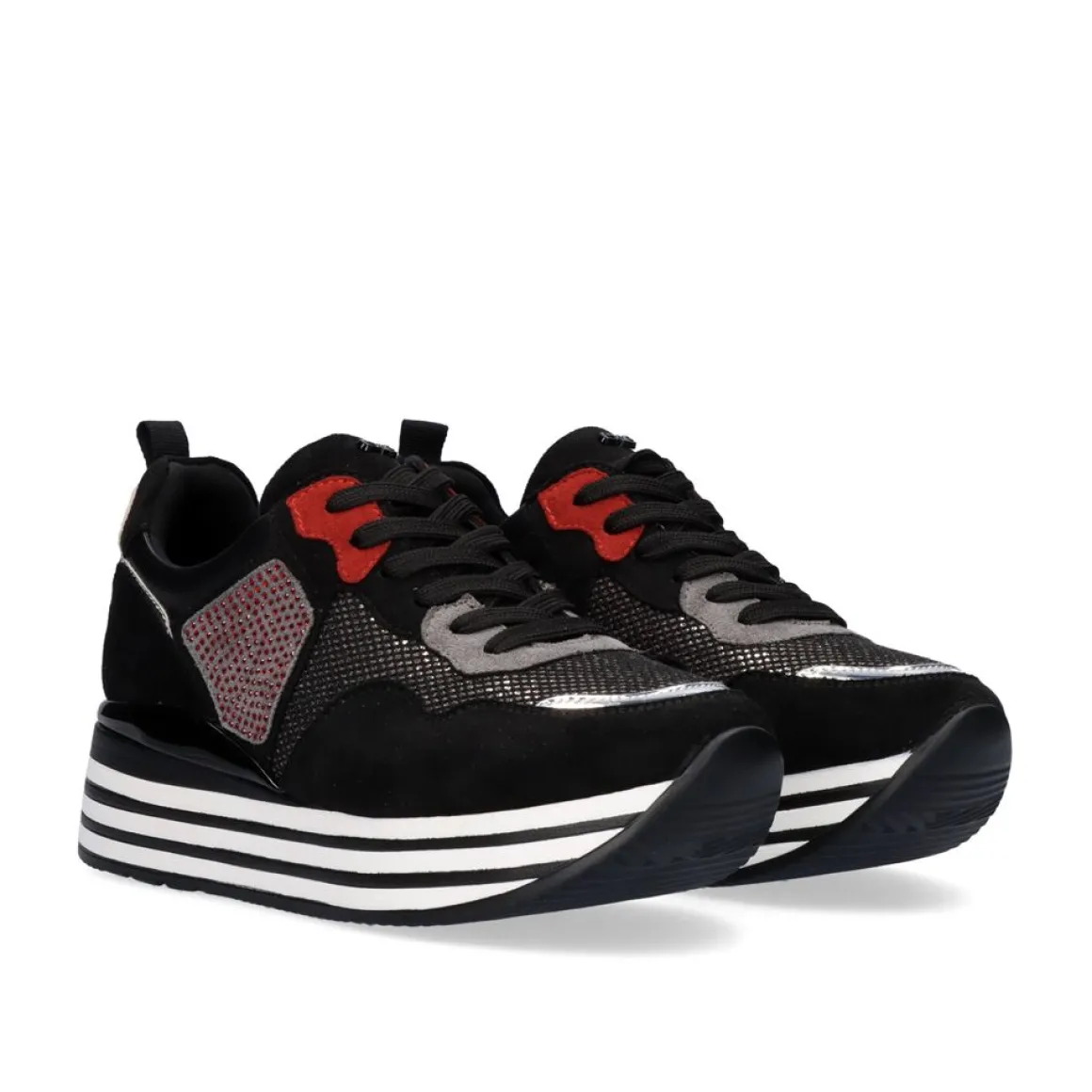 Sneaker Plataforma Rg2210 Preto-Vermelho