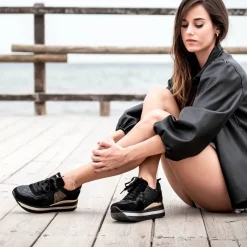 Sneaker Plataforma Rg2210A Em Preto-Dourado