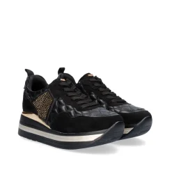 Sneaker Plataforma Rg2210A Em Preto-Dourado