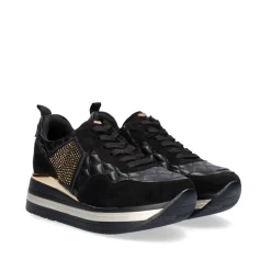 Sneaker Plataforma Rg2210A Em Preto-Dourado