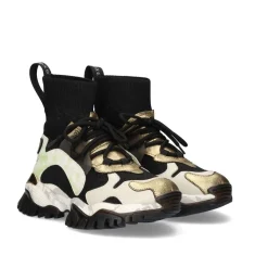 Tenis Exe Xy169-1 Couro Dourado