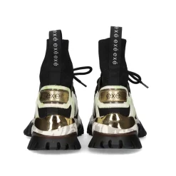 Tenis Exe Xy169-1 Couro Dourado